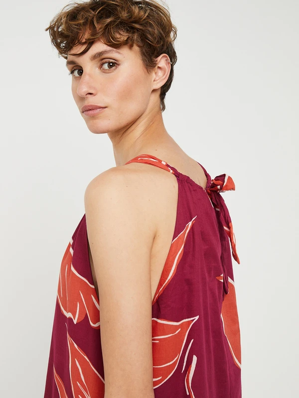 Robe Longue Bain De Soleil Fluide À Imprimé Grandes Feuilles - Violet 4 Robe Longue Bain De Soleil Fluide À Imprimé Grandes Feuilles - Violet – Image 4