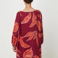 Robe Ample Courte À Imprimé Grandes Feuilles, Manches Bouffantes - Violet 5 Robe Ample Courte À Imprimé Grandes Feuilles, Manches Bouffantes - Violet -Promos Sublisca Magasin 001027249 001 V2 T4