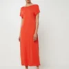 Robe Longue Droite, Décolleté Dos En Maille Fluide Et Extensible - Orange