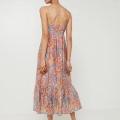 Molly Bracken Robe Longue Volantée À Fines Bretelles À Imprimé Cachemire - Rose -Promos Sublisca Magasin 001027281 001 V2 T4