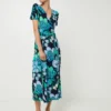 Betty Barclay Robe Longue Inspiration Cache Cœur En Jersey Extensible À Imprimé Fleuri - Bleu Marine