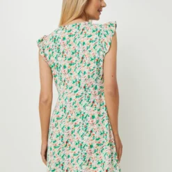 ONLY Robe Courte Évasée Fluide À Imprimé Floral, Manches Volantées - Blanc -Promos Sublisca Magasin 001027294 001 V2 T4