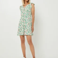 ONLY Robe Courte Évasée Fluide À Imprimé Floral, Manches Volantées - Blanc -Promos Sublisca Magasin 001027294 001 V3 T4