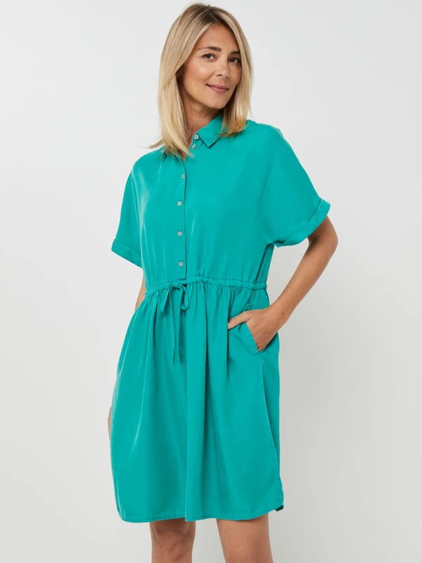 Vila Robe Chemisier Courte, Taille À Resserrer - Vert 1 Vila Robe Chemisier Courte, Taille À Resserrer - Vert