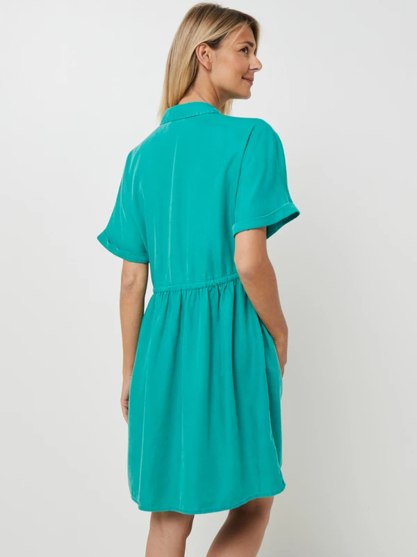 Vila Robe Chemisier Courte, Taille À Resserrer - Vert 2 Vila Robe Chemisier Courte, Taille À Resserrer - Vert – Image 2