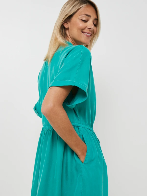 Vila Robe Chemisier Courte, Taille À Resserrer - Vert 4 Vila Robe Chemisier Courte, Taille À Resserrer - Vert – Image 4